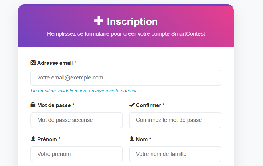 Formulaire d'inscription