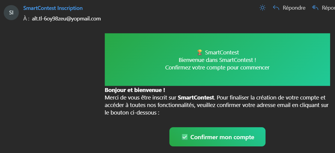 Confirmation email