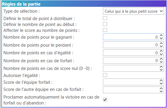 Définir les règles de la partie