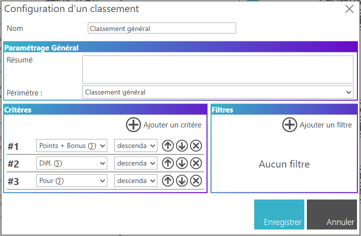Config classement