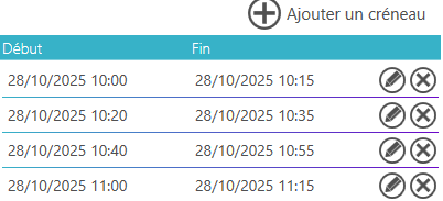 Plages horaires multiples