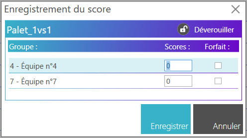 Saisie score