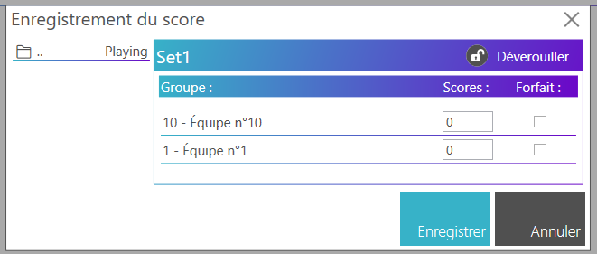 Saisie score sous-matches