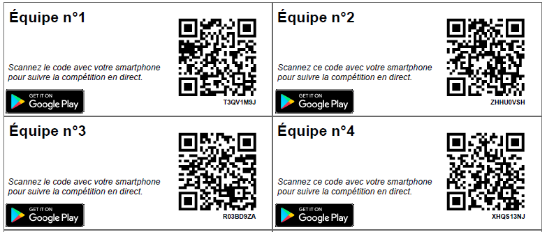 QR-codes des équipes